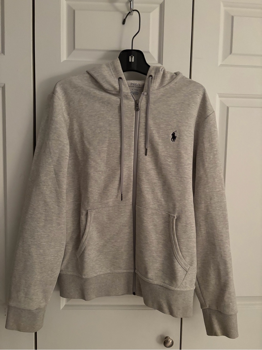 Polo by Ralph Lauren Light Gray Full-Zip Hoodie with Silver Hardware size med